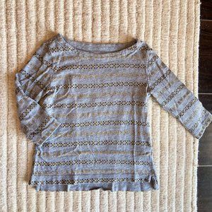 J Crew Crewcuts gray ballet neck cotton striped shirt, Girls size 4-5, EUC